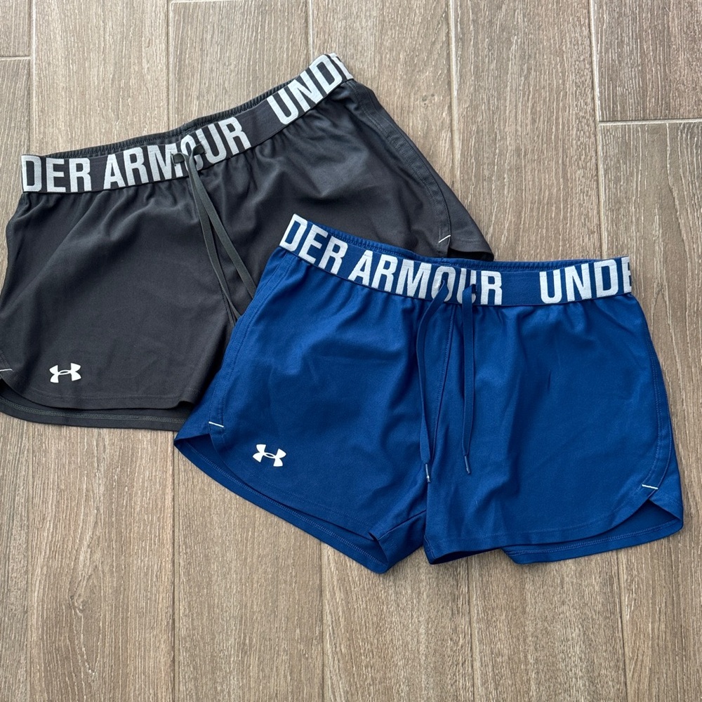 Under Armour Set of 2!🥳Blue & Gray HeatGear Shorts Loose Fit- Like New!